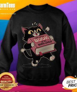 Funny Cat sweatshirt featuring 'The Little Book of My Nine Lives' design, perfect for cat lovers and cozy fashion.