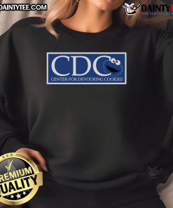 Funny CDC Center for Devouring Cookies Monster Cookies sweatshirt featuring a playful cookie graphic.