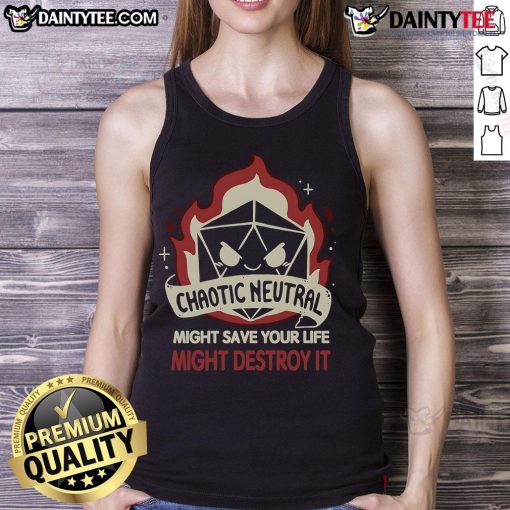 Funny chaotic neutral D&D dice tank top featuring a whimsical design that captures the essence of tabletop gaming.
