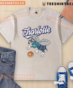 Funny Charlotte Hornets basketball logo on a washed t-shirt, perfect for casual sports fans and team supporters.
