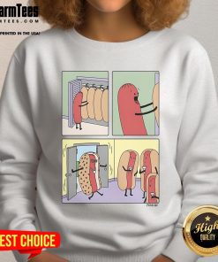 Funny cool hot dog dress sweatshirt featuring a playful hot dog graphic, perfect for quirky fashion lovers.