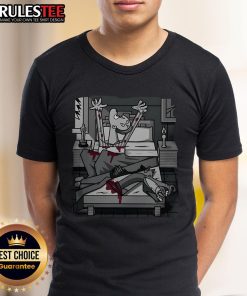 Funny Cubist Mafia T-Shirt featuring a colorful, abstract design of cartoon mobsters in a unique cubist style.