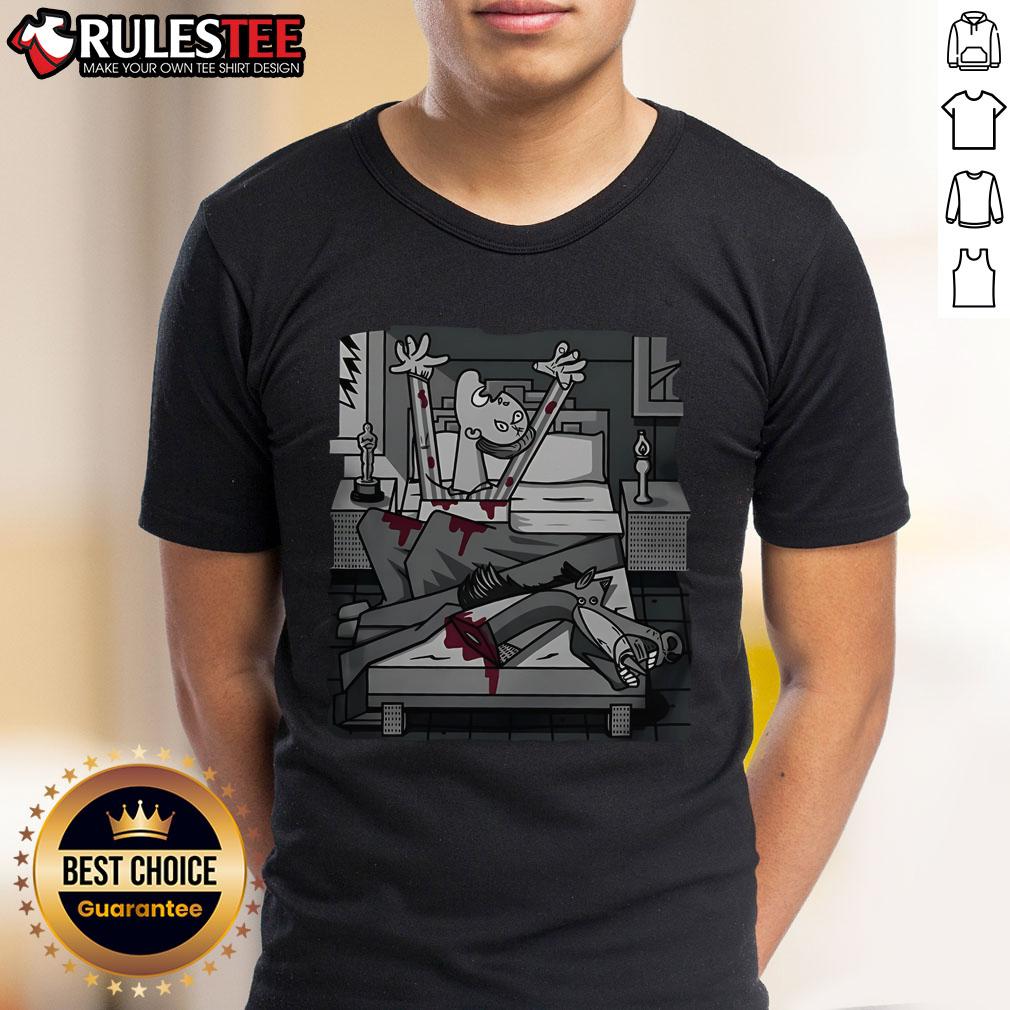 Funny Cubist Mafia T Shirt Funny Cubist Mafia T-Shirt featuring a colorful, abstract design of cartoon mobsters in a unique cubist style.