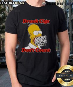 Funny Drunk Cigs Don't Count Homer Simpson T-Shirt featuring Homer with a humorous quote, perfect for casual wear.