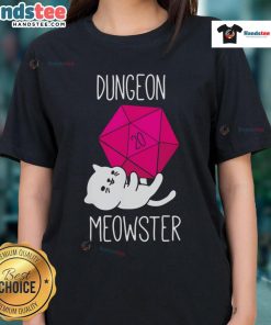 Funny Dungeon Meowster tee for nerdy cat ladies featuring a playful cat design, perfect for gamers and feline lovers.