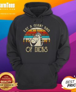 Funny Eat A Giant Bag Of Dicks Unicorn Hoodie featuring a colorful unicorn design and playful text for a humorous look.