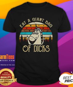 Funny Eat A Giant Bag Of Dicks Unicorn T-Shirt featuring a whimsical unicorn design with humorous text for a playful look.