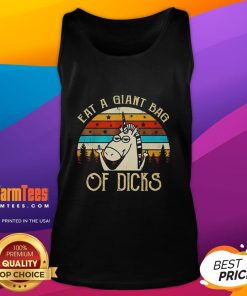 Funny Eat A Giant Bag Of Dicks Unicorn Tank Top featuring a whimsical unicorn graphic for humorous casual wear.