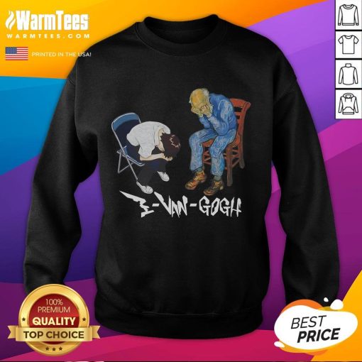 Alt Text: Funny Evangogh and Shinji in a chair meme sweatshirt featuring a humorous design perfect for anime lovers.