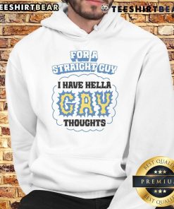 Funny hoodie for straight guys featuring 'I Have Hella Gay Thoughts' text, perfect for humorous and stylish outfits.