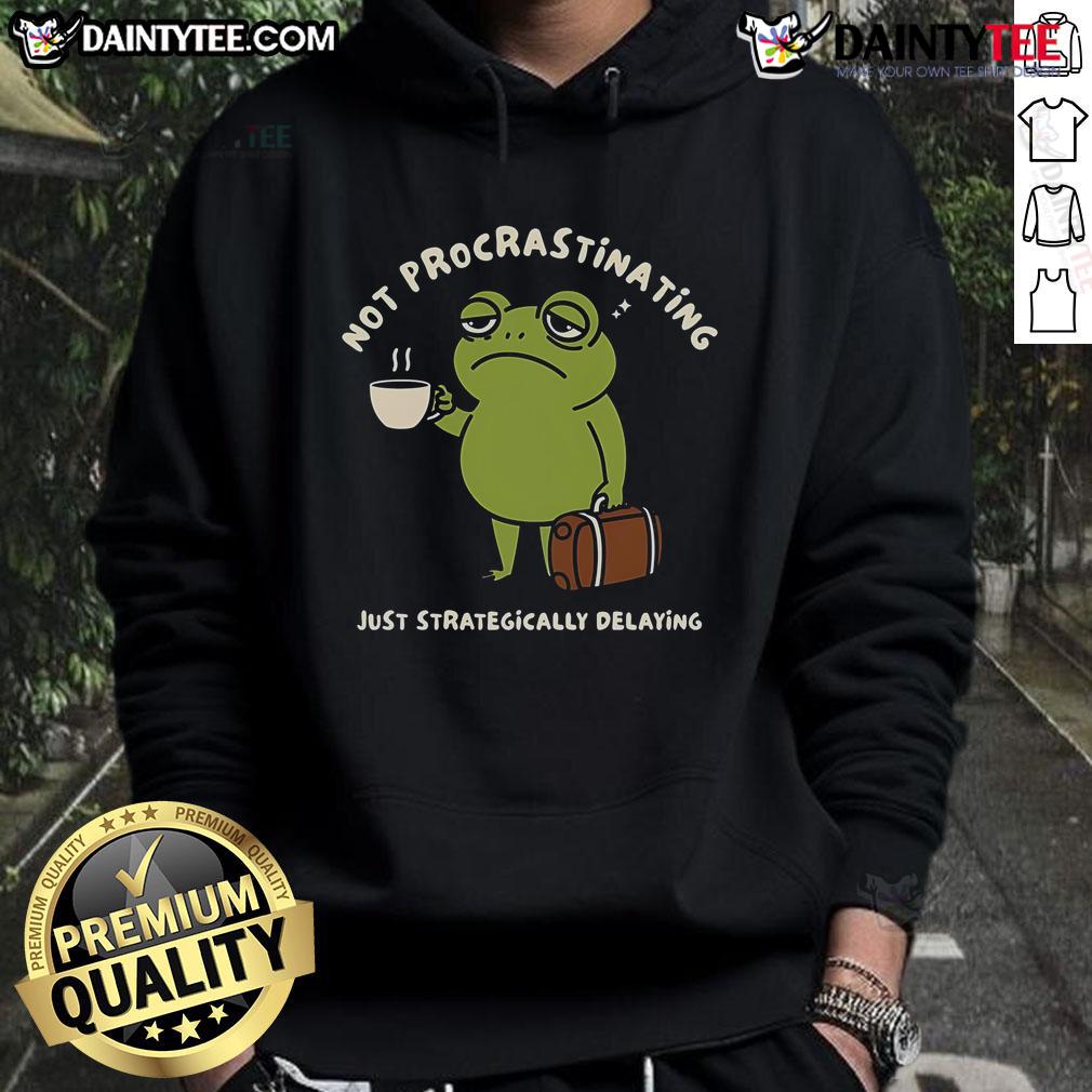 Funny Frog Not Procrastinating Just Strategically Delaying Hoodie