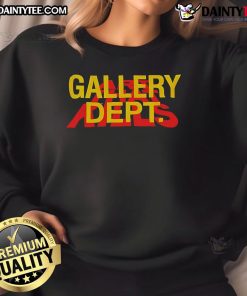 Funny Gallery Dept. sweatshirt featuring quirky art design that humorously represents 'art that kills' concept.