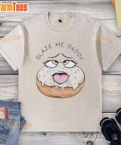 Funny Glaze Me Daddy donut adult humor washed t-shirt featuring a playful donut graphic and vibrant colors.