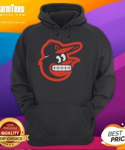 Alt Text: Funny grimacing Baltimore Orioles logo hoodie featuring a playful oriole design for baseball fans.