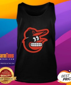 Funny grimacing Baltimore Orioles logo tank top featuring a playful oriole design, perfect for baseball fans and summer wear.