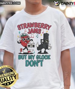 Funny Gun Strawberry Jams T-Shirt featuring a Glock design, perfect for gun enthusiasts and humor lovers.
