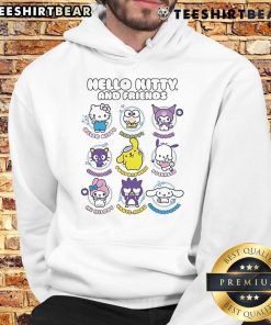 Alt Text: Funny Hello Kitty and Friends hoodie featuring vibrant characters, perfect for casual wear and anime fans.