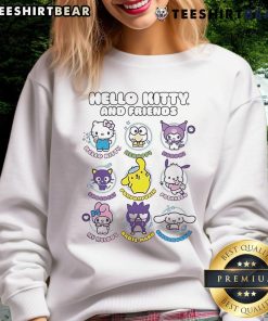 Funny Hello Kitty and Friends sweatshirt featuring colorful cartoon designs, perfect for cozy casual wear.