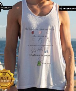 Alt Text: Funny I Don't Care What Color Your Skin Is tank top showcasing a humorous message about equality and inclusivity.