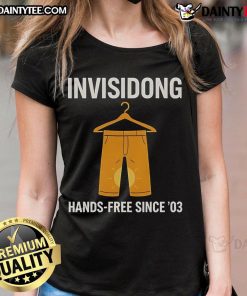 Funny Invisidong Hand Free Since 03 Ladies Tee featuring a humorous graphic design on a stylish women's shirt.