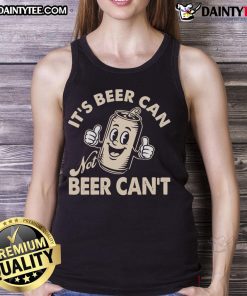 Funny 'It's Beer Can, Not Beer Can't' retro tank top design featuring playful graphics and vibrant colors.
