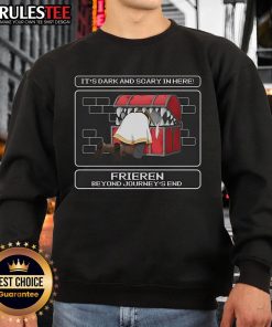 Funny 'It's Dark and Scary in Here' sweatshirt from Freiren Beyond Journey's End, perfect for fans of the series.