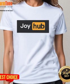 Funny Joy Hub Typo Ladies Tee featuring a humorous graphic design, perfect for casual wear and making a statement.