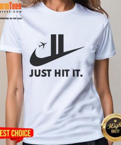 Funny Just Hit It 911 logo parody on a women's tee, featuring a playful design perfect for casual wear.
