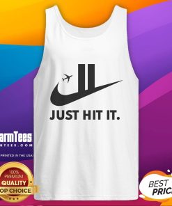 Funny Just Hit It 911 logo parody tank top featuring a humorous design perfect for casual wear and laughs.