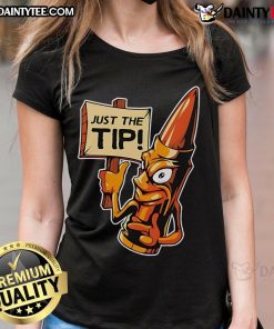 Funny Just The Tip Ammo Round Ladies Tee featuring humorous graphic design for casual wear and gun enthusiasts.