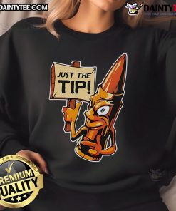 Funny Just The Tip Ammo Round Sweatshirt featuring a playful graphic design for gun enthusiasts and humor lovers.