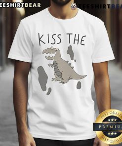 Alt Text: Funny Kiss The Dinosaur T-Shirt featuring a playful dinosaur graphic and vibrant colors for a humorous touch.