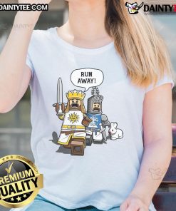 Funny Lego The Cowardly King Killer Rabbit Ladies Tee featuring a whimsical rabbit design in vibrant colors.