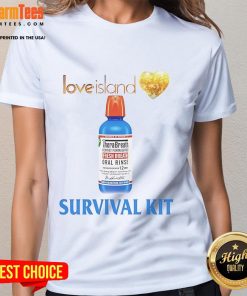 Funny Love Island Survival Kit Ladies Tee featuring playful graphics and vibrant colors for fans of the show.
