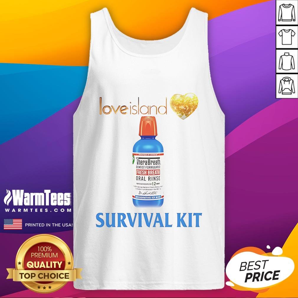 Funny Love Island Survival Kit Tank Top Alt Text: Funny Love Island Survival Kit tank top featuring humorous graphics and vibrant colors, perfect for fans of the show.