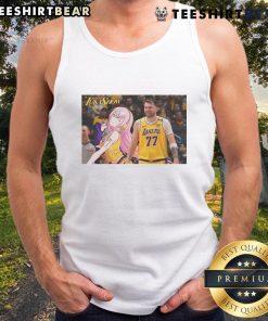 Funny Luka x Luka Show Anime Tank Top featuring Los Angeles Lakers design, perfect for basketball fans and anime lovers.