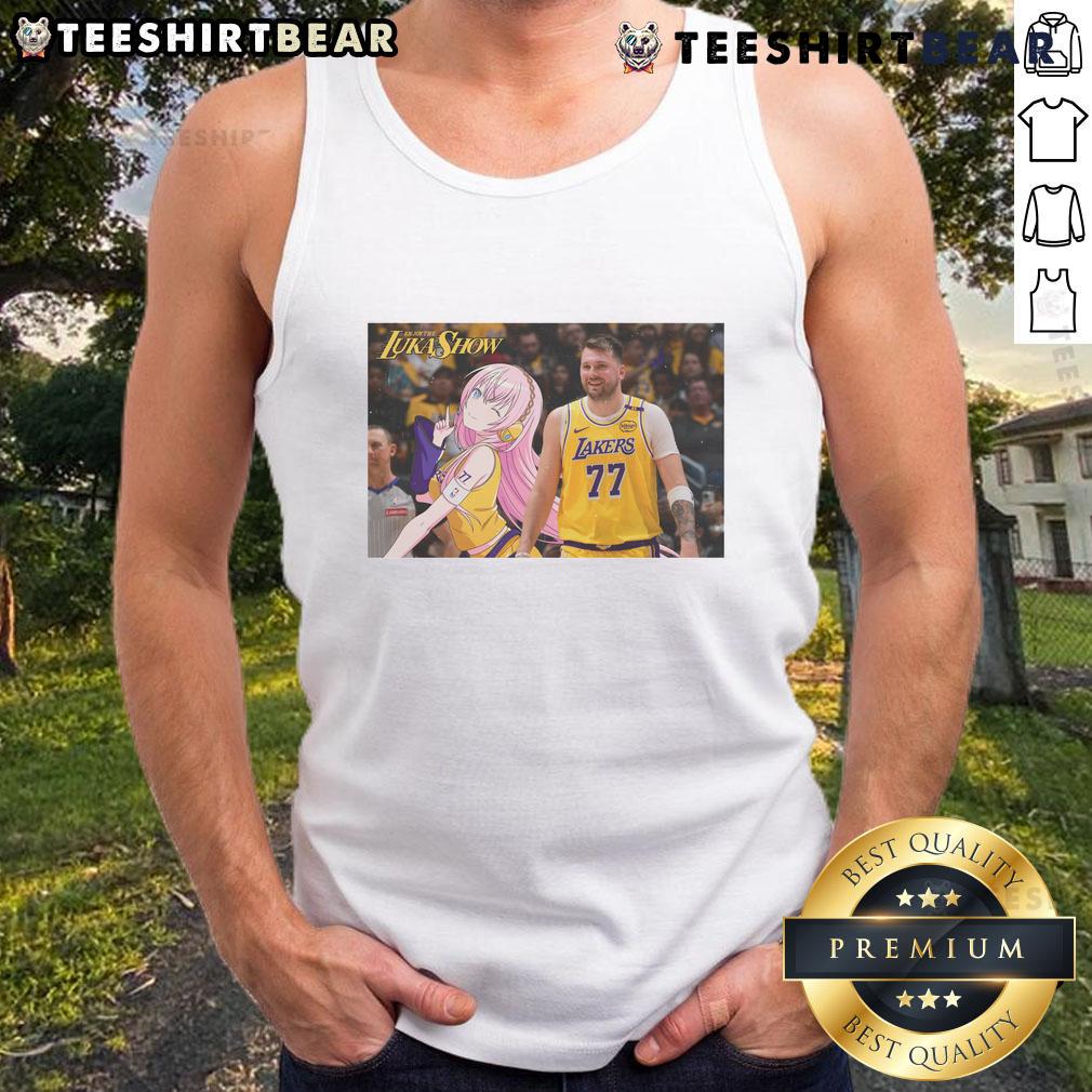 Funny Luka X Luka Lukashow Los Angeles Lakers Anime Tank Top Funny Luka x Luka Show Anime Tank Top featuring Los Angeles Lakers design, perfect for basketball fans and anime lovers.