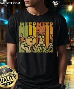 Funny Meep Meep Vintage Scientists T-Shirt featuring quirky cartoon scientists and playful graphics, perfect for science lovers.