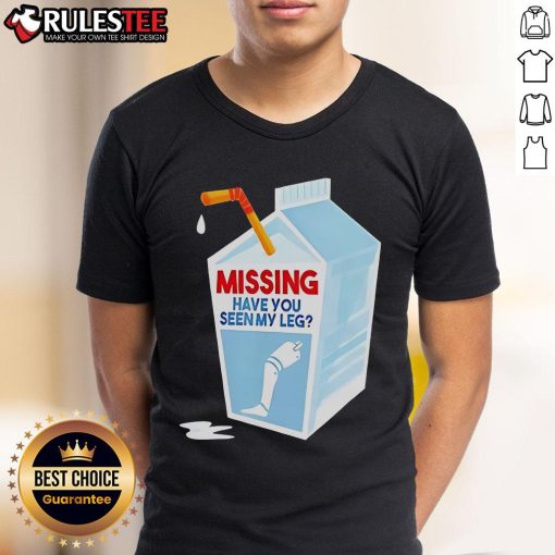 Funny 'Have You Seen My Leg Milk Box' T-Shirt featuring a playful design perfect for humor lovers and unique fashion.