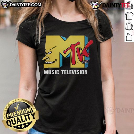 Funny MTV Music Television ladies tee featuring playful graphics and vibrant colors, perfect for music lovers and casual wear.