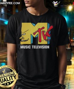 Funny MTV Music Television T-Shirt featuring a playful graphic design, perfect for music lovers and retro fashion enthusiasts.