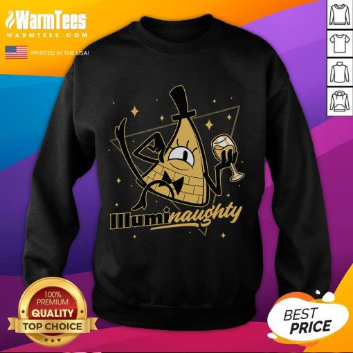 Funny Naughty Illuminati Triangle Gravity Falls Bill Cipher Sweatshirt featuring Bill Cipher in a playful design.