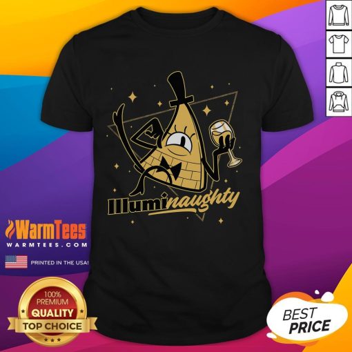 Alt Text: Funny Naughty Illuminati Triangle Bill Cipher T-Shirt from Gravity Falls featuring a playful design and vibrant colors.