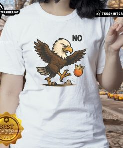 Funny No Kings In America Eagle Ladies Tee featuring a bold eagle graphic and humorous text for patriotic women.