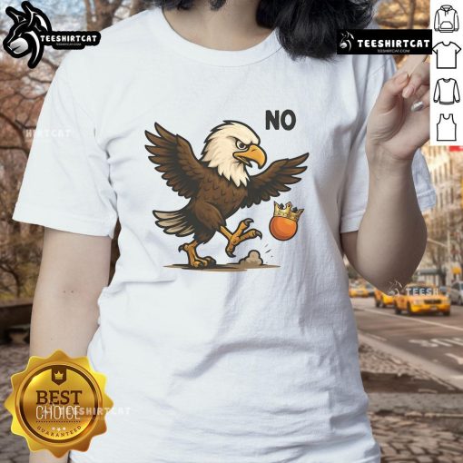Funny No Kings In America Eagle Ladies Tee featuring a bold eagle graphic and humorous text for patriotic women.