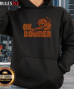 Alt Text: Funny OK Boomer Cincinnati Football Tiger Hoodie featuring a playful design for sports fans and millennials.