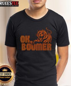 Funny Ok Boomer Cincinnati Football Tiger T-Shirt featuring a playful design for fans of the Cincinnati Tigers.