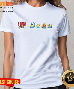 Funny Pac-Tastic Four tee featuring Pacman with Fantastic Four design, perfect for comic fans and gamers.