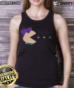 Funny Pill Man Pac-Man tank top featuring a vibrant design of Pac-Man and pills, perfect for gaming fans and casual wear.