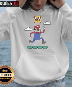 Funny plumber Time Adventure Time Mario hoodie featuring vibrant colors and a playful design perfect for fans.
